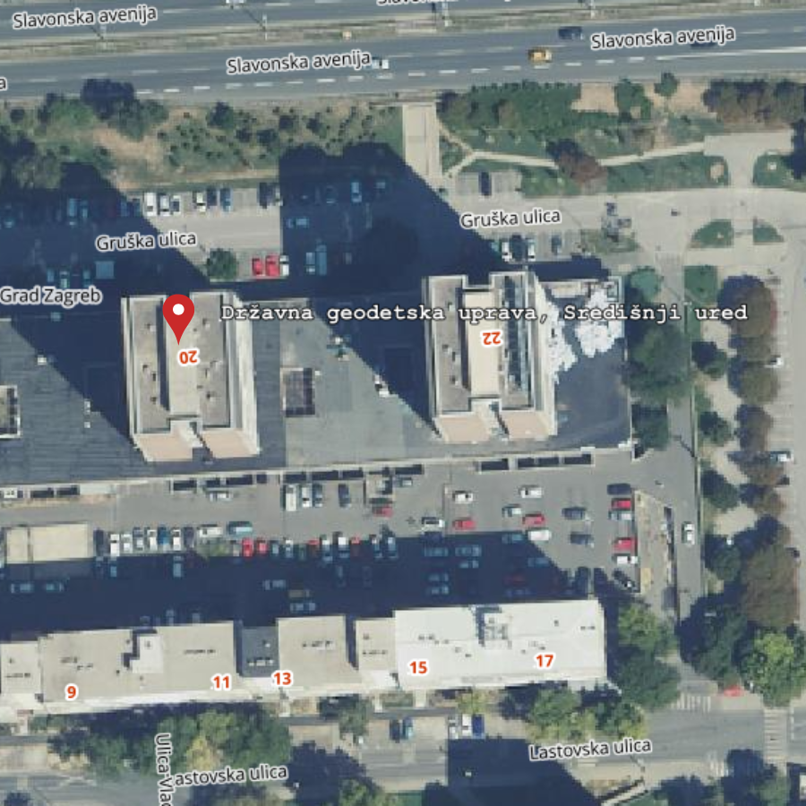 Karta lokacije Državne geodetske uprave, Gruška ulica 20, Zagreb